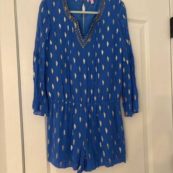 Lilly Pulitzer Silk Ariele romper in Bennet blue size L - Picture 5 of 7